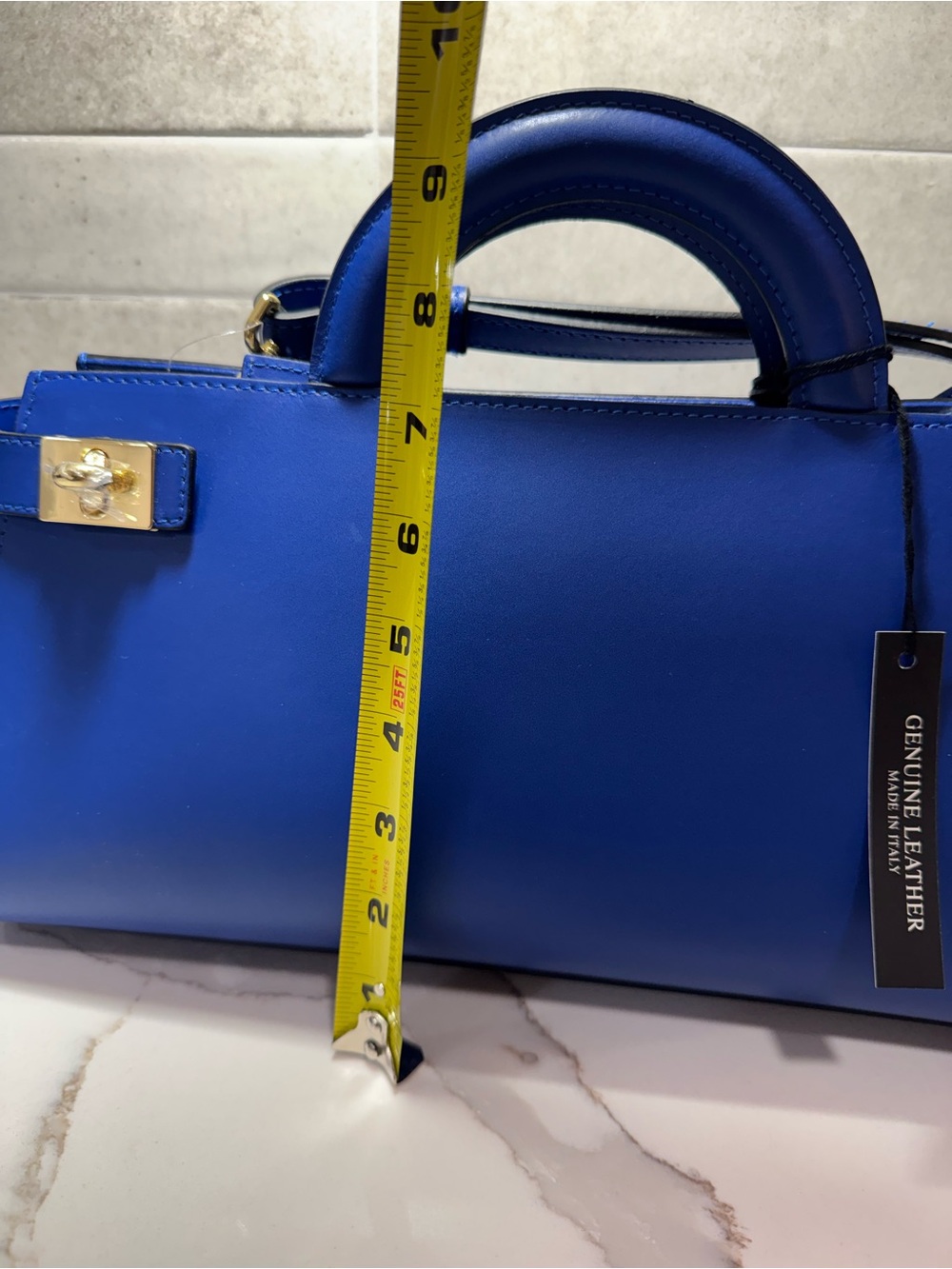 CLAUDIA FIRENZE Cobalt Blue smooth leather, top-handles w/removable strap - Picture 11 of 16